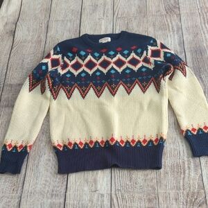 Cat & Jack Kids Fair Isle Navy and Cream Patterned Sweater
